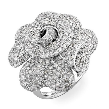 Joyería grande del anillo de la plata esterlina del diamante 925 de la CZ de la flor